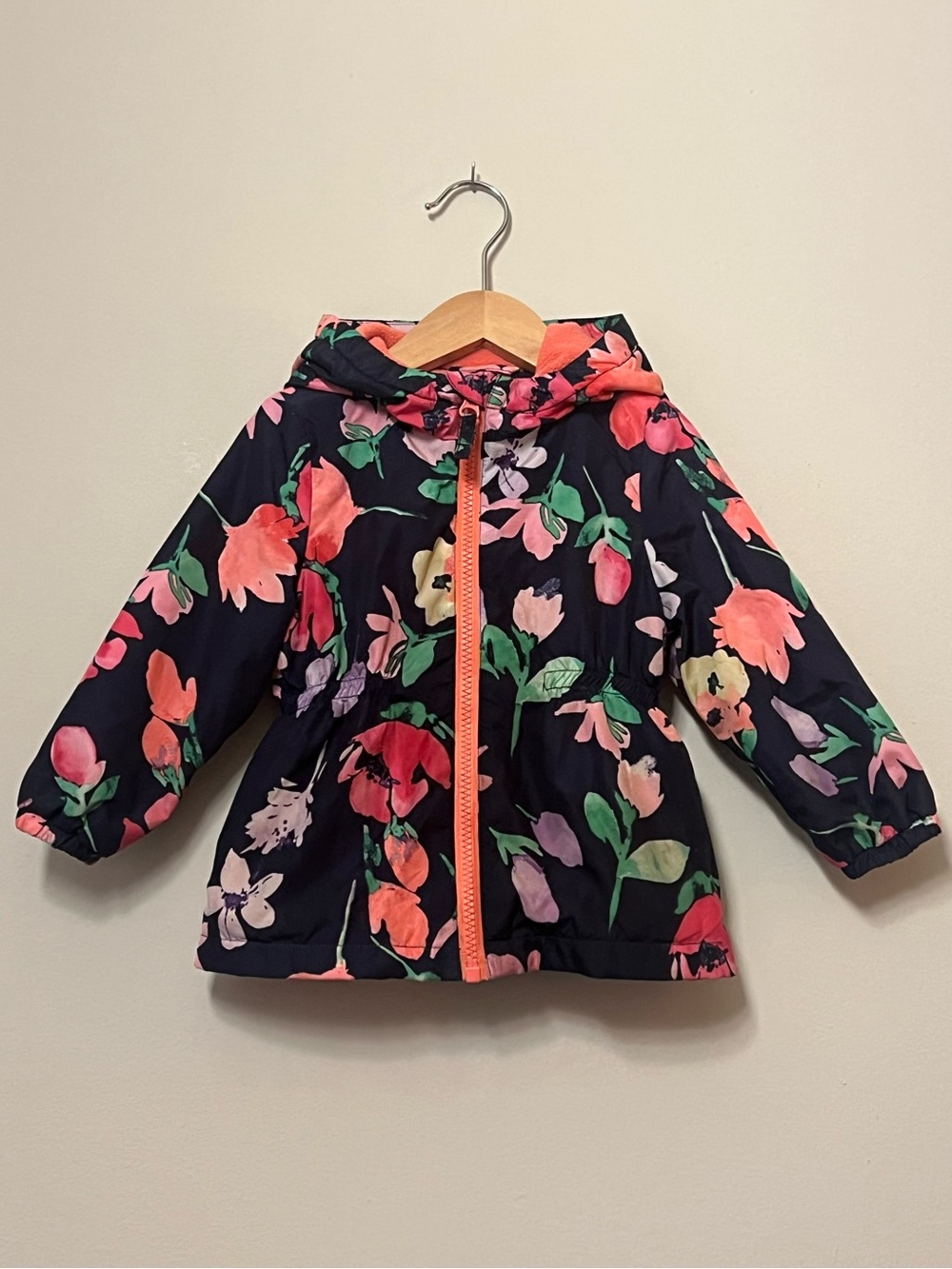 George Baby Floral Fleece Lined Hooded Jacket 12-18M